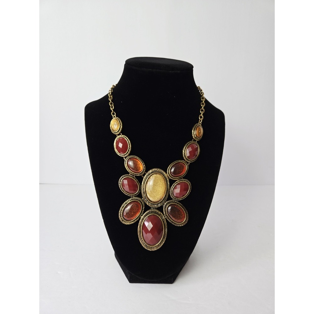 Liz Claiborne necklace gold copper tone stones choker NWT